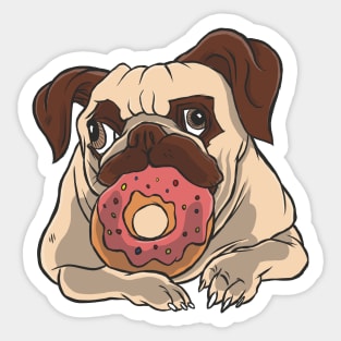 Playful Pug with Donut Sticker